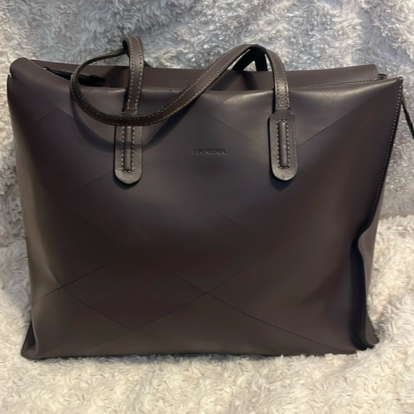 🎉 High End Lia Numa Tote Bag Genuine Leather Brownish Gray Made In Italy - Picture 1 of 7